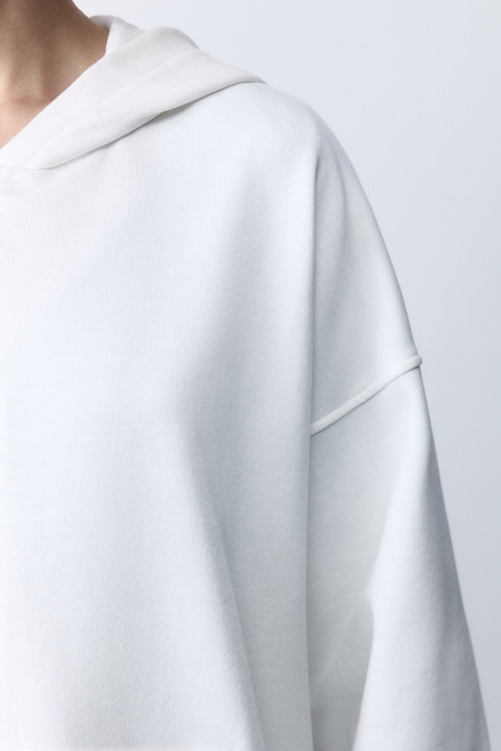 Худи-зипка oversize из футера с капюшоном - цвет молочный - 6