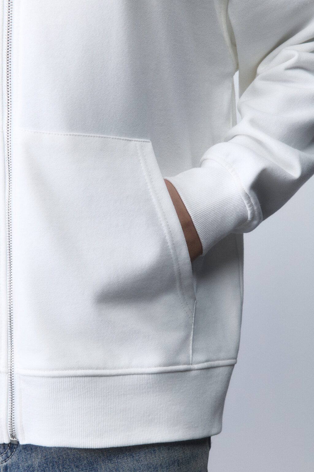 Худи-зипка oversize из футера с капюшоном - цвет молочный - 7