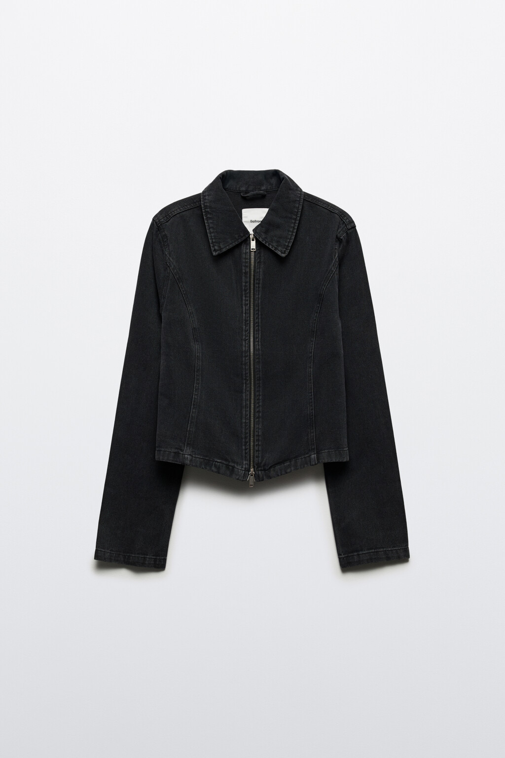 Куртка джинсовая укороченная на молнии - цвет серый - 8