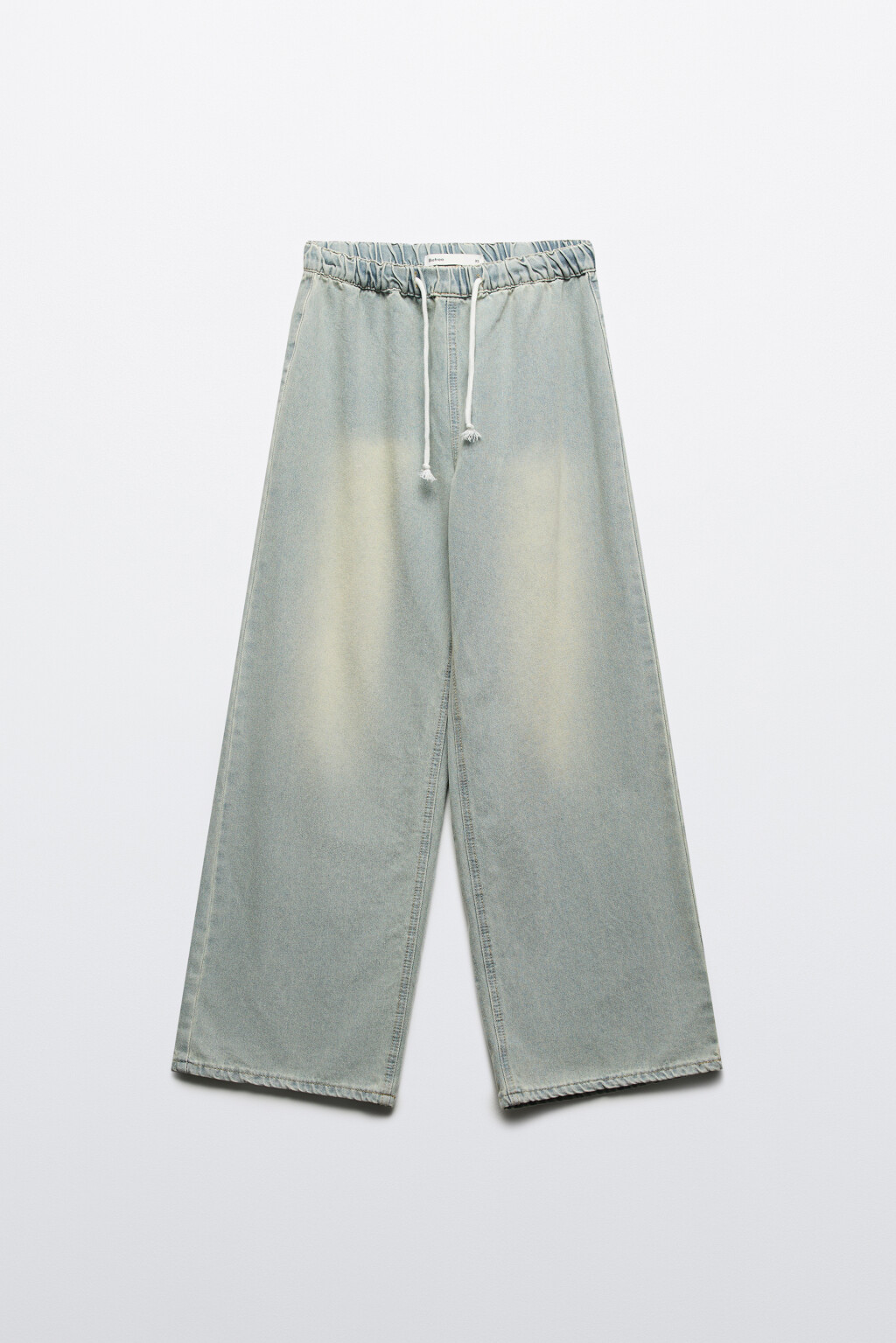 Джинсы широкие с поясом-резинкой на завязках - цвет синий - 7