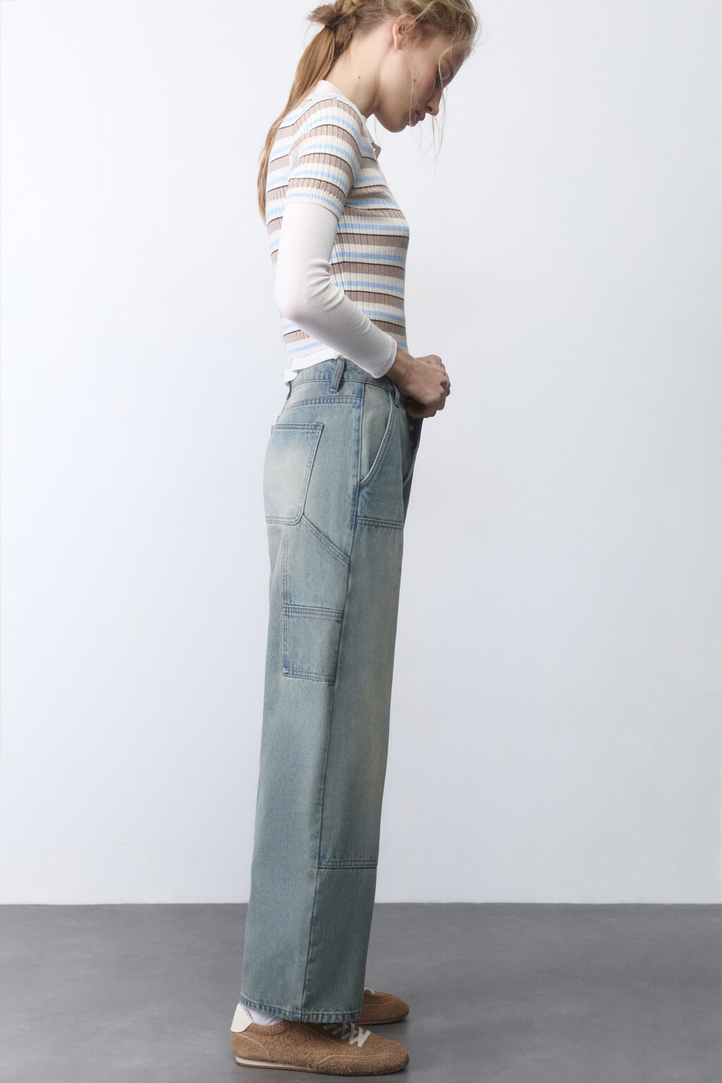 Джинсы cargo fit с накладными карманами - цвет синий - 1