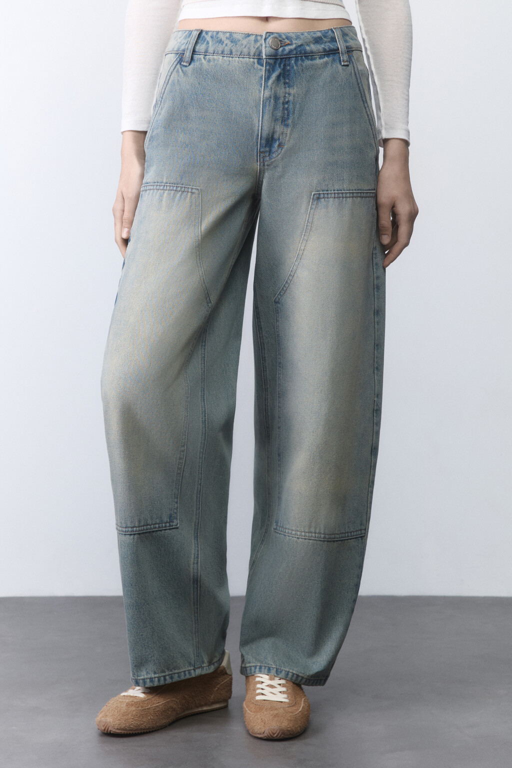 Джинсы cargo fit с накладными карманами - цвет синий - 2