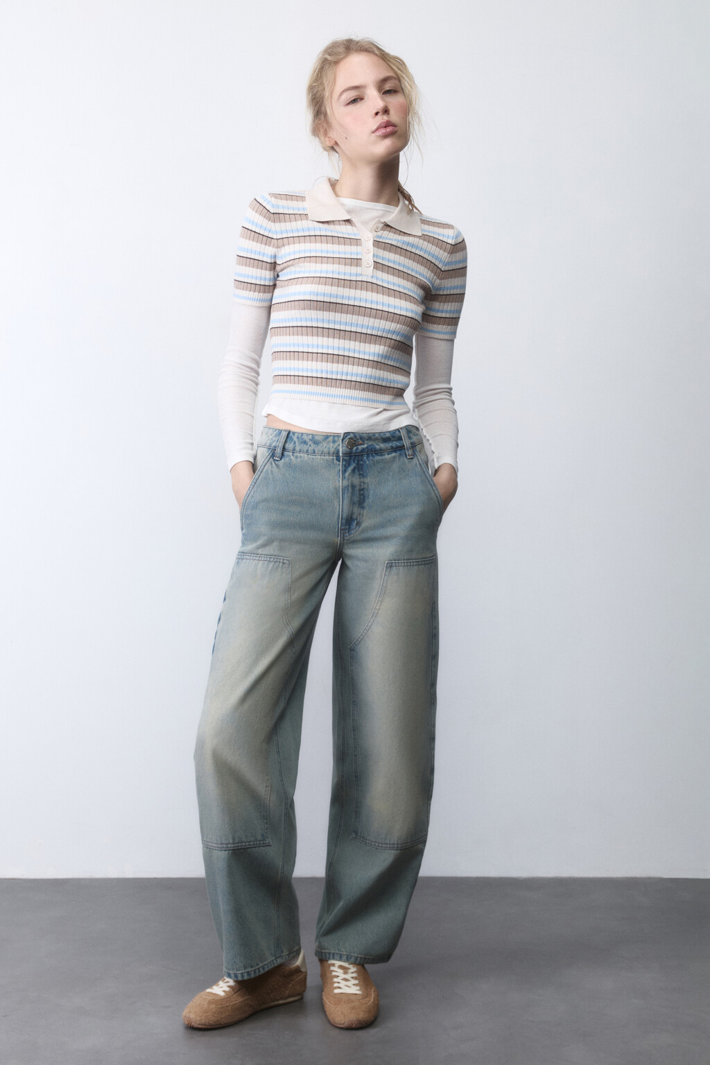 Джинсы cargo fit с накладными карманами - цвет синий - 4