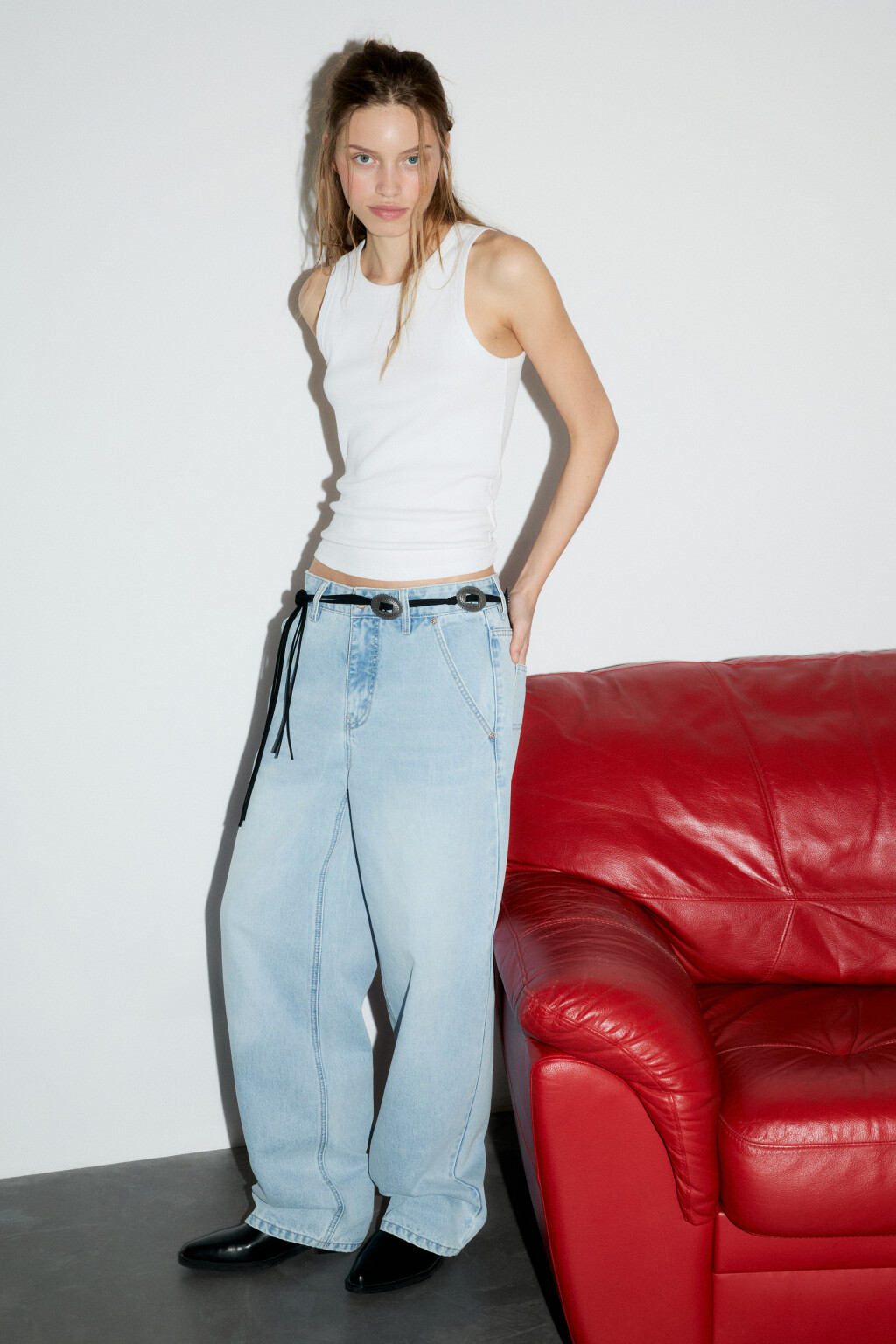 Джинсы baggy fit со средней посадкой - цвет голубой - 1