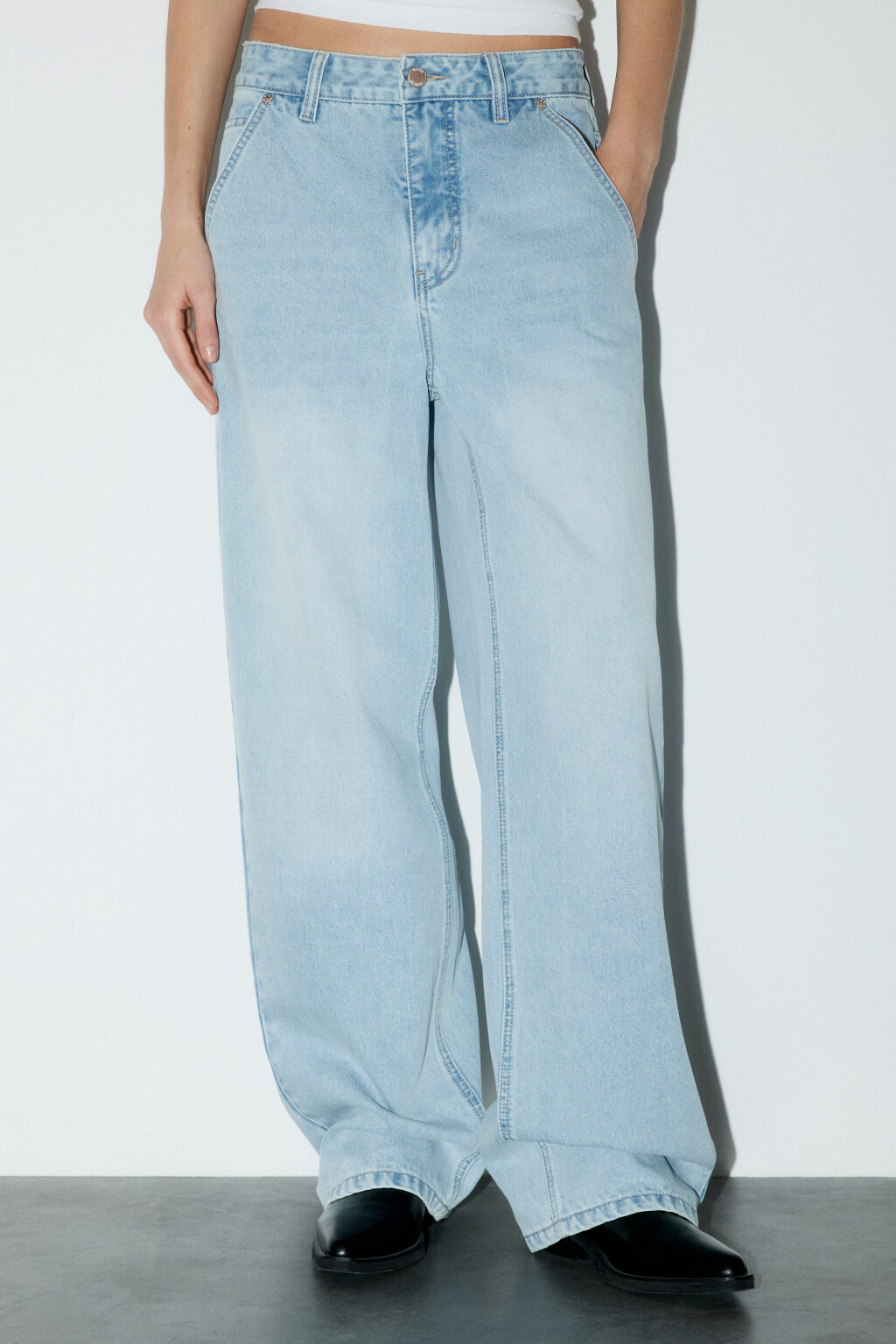 Джинсы baggy fit со средней посадкой - цвет голубой - 3