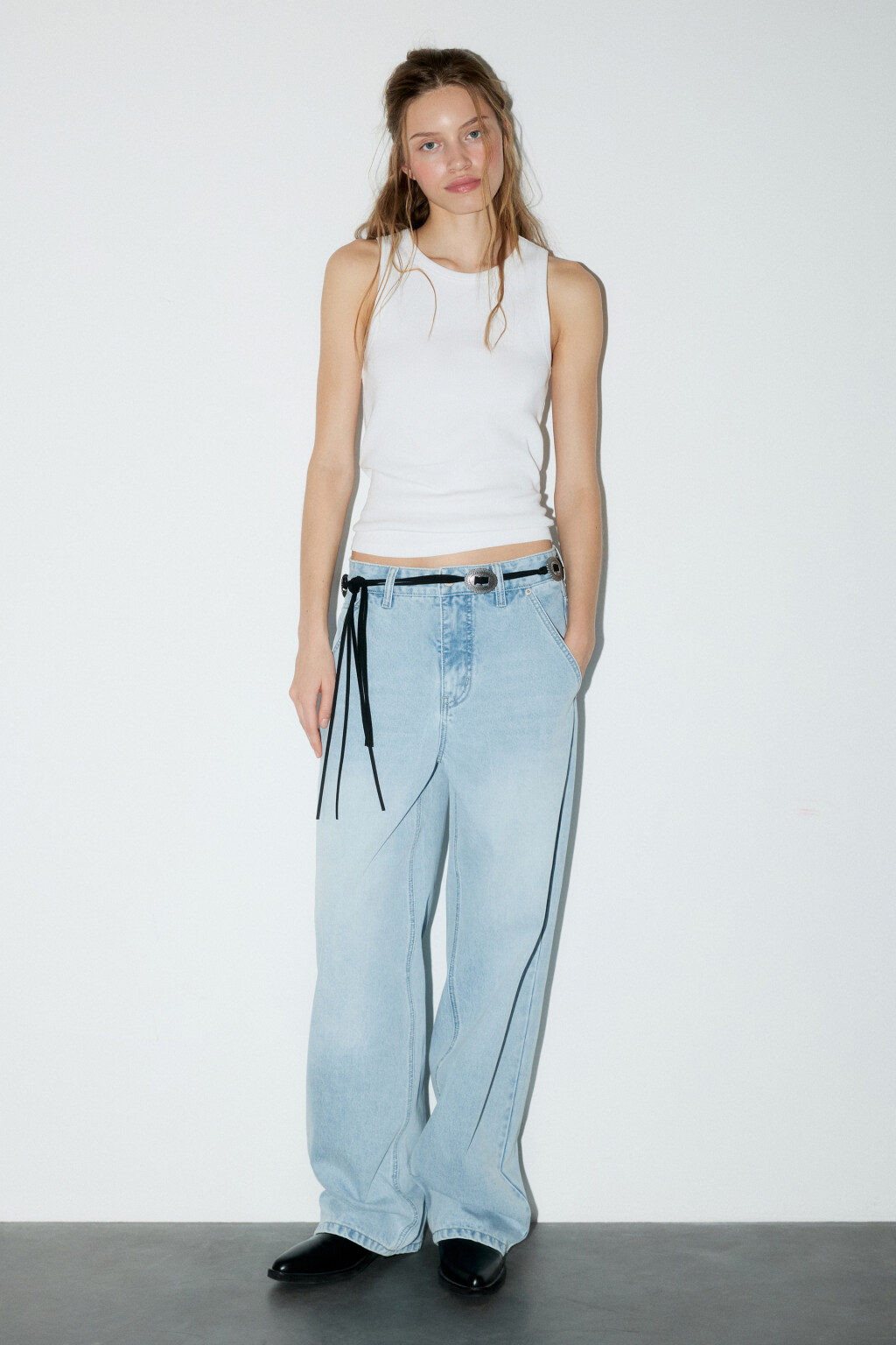 Джинсы baggy fit со средней посадкой - цвет голубой - 5