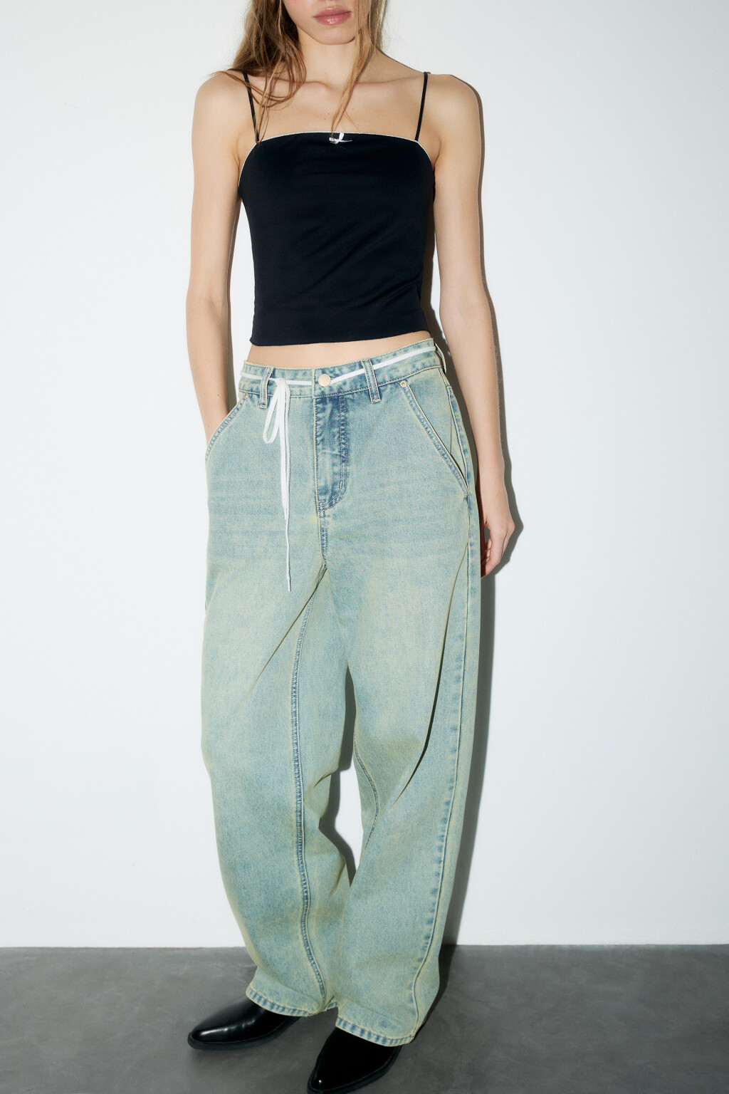 Джинсы baggy fit со средней посадкой - цвет синий - 1