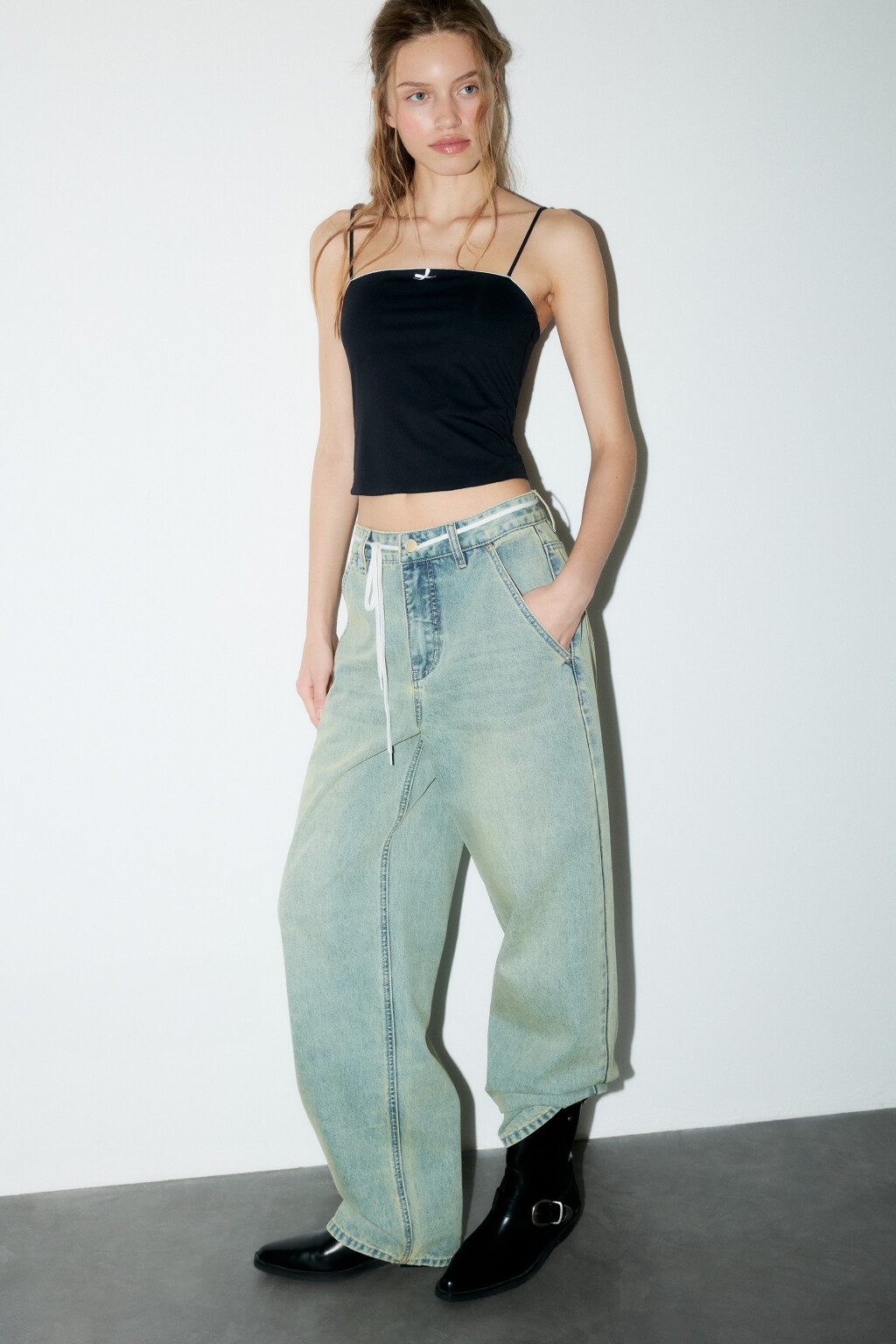 Джинсы baggy fit со средней посадкой - цвет синий - 2