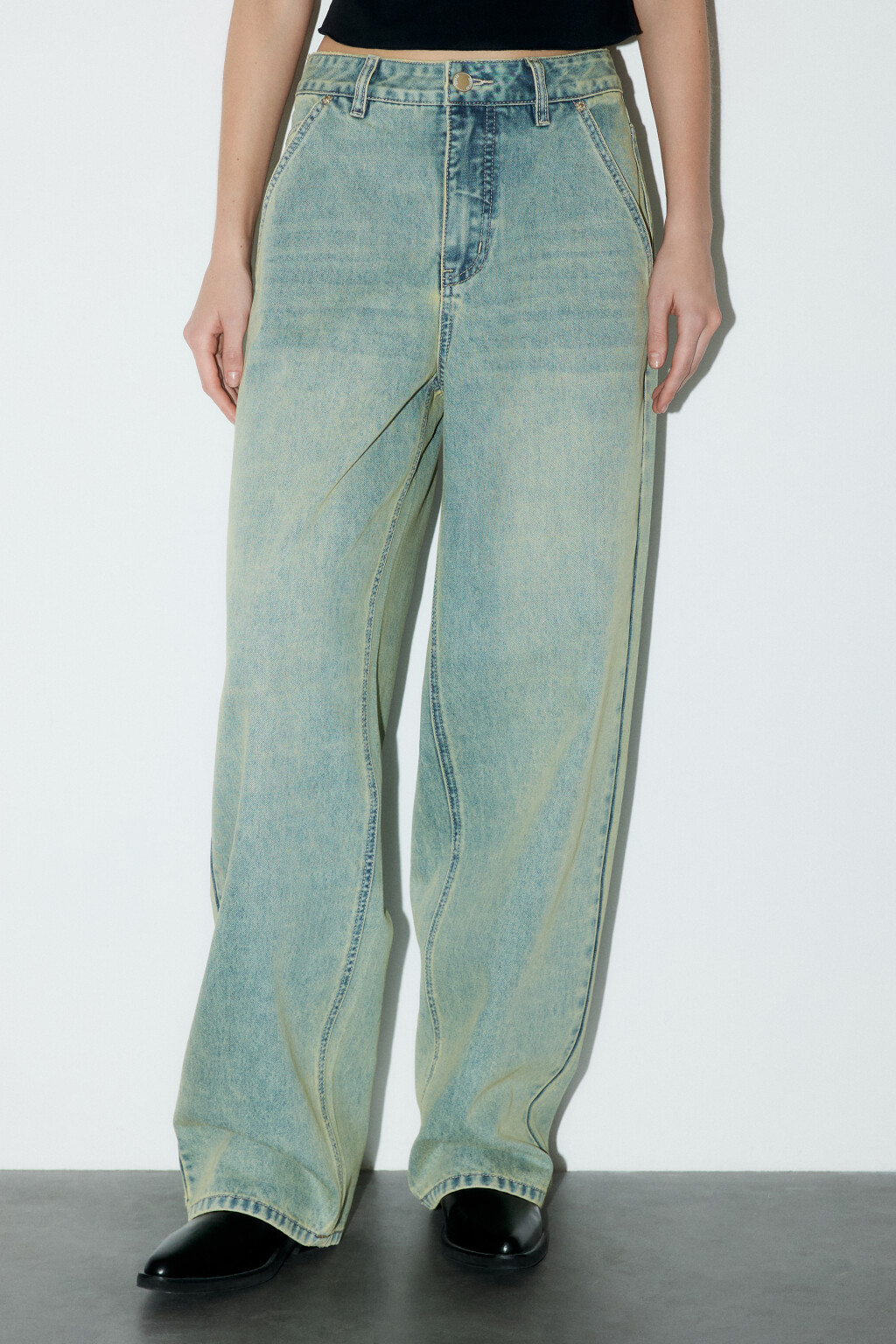 Джинсы baggy fit со средней посадкой - цвет синий - 3