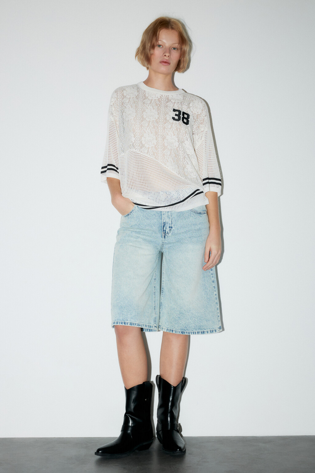 Шорты-бермуды джинсовые с низкой посадкой - цвет синий - 5