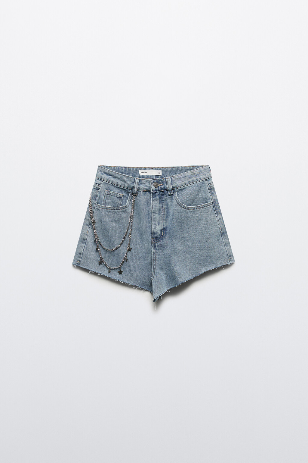 Шорты джинсовые обрезанные с цепочкой - цвет голубой - 8