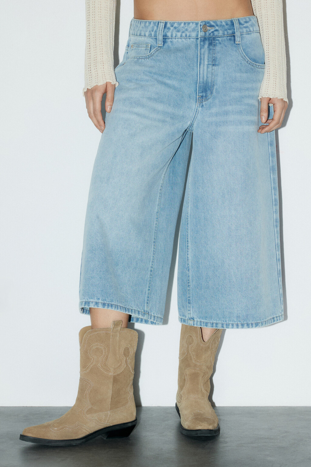 Джортсы широкие с низкой посадкой - цвет голубой - 3