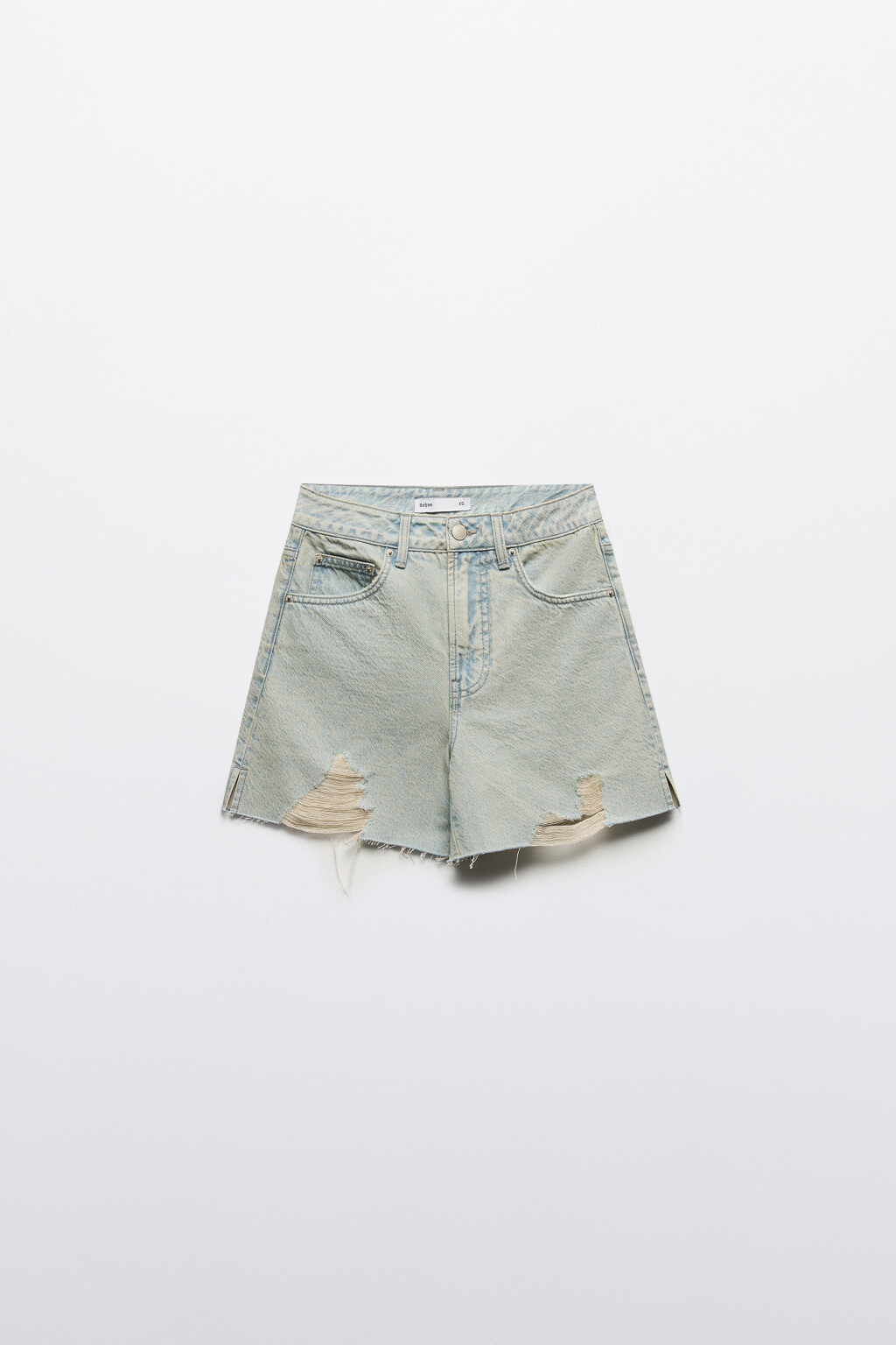 Шорты джинсовые рваные с высокой посадкой - цвет синий - 8