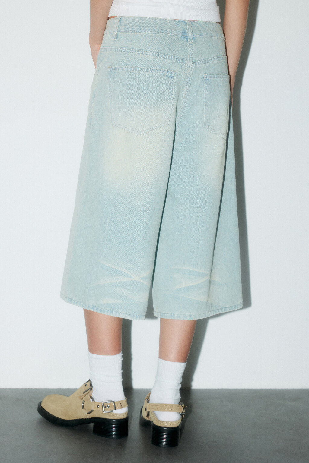 Шорты-бермуды джинсовые с низкой посадкой - цвет синий - 3