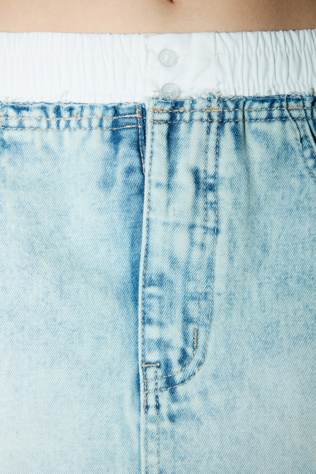 Юбка мини джинсовая с бельевым поясом - цвет синий - 6