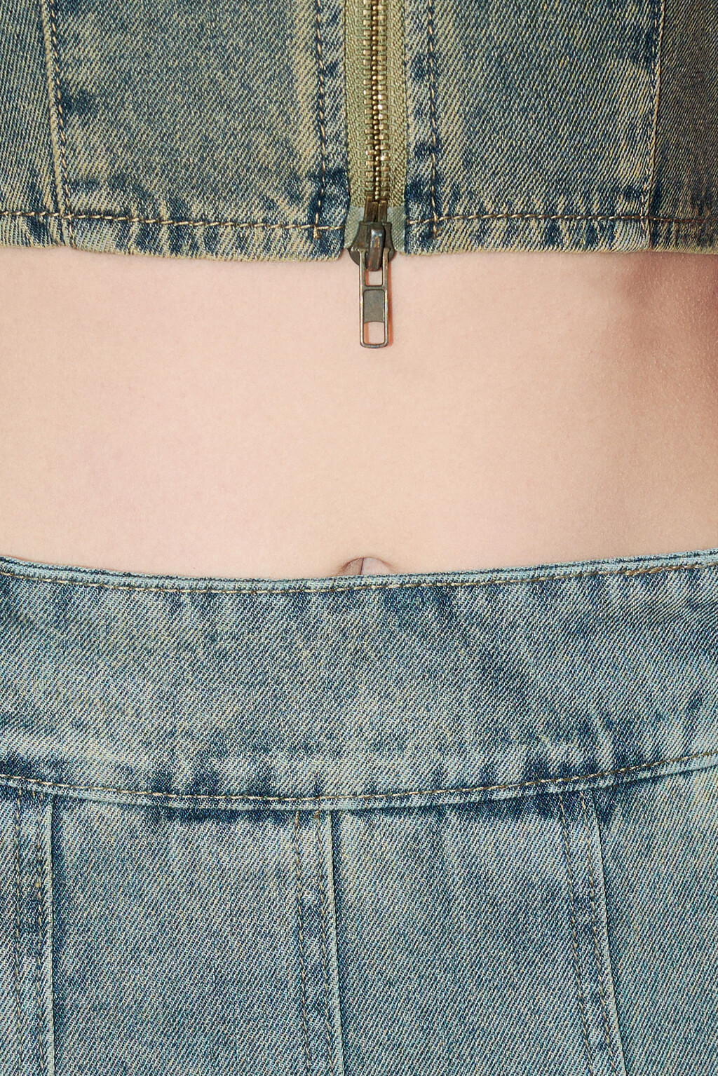 Юбка-шорты джинсовая в крупную складку - цвет синий - 7