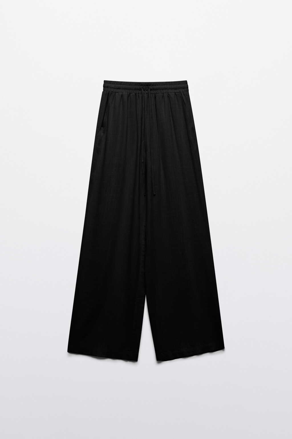 Брюки широкие из вискозы и льна - цвет черный - 7