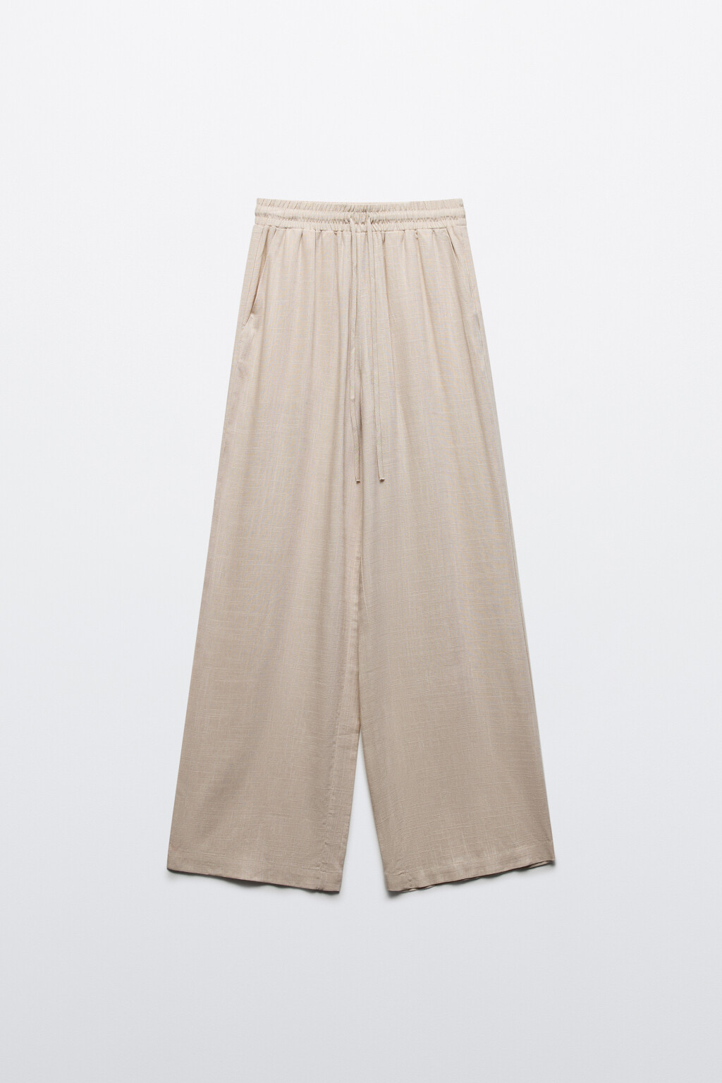 Брюки широкие из вискозы и льна - цвет бежевый - 7