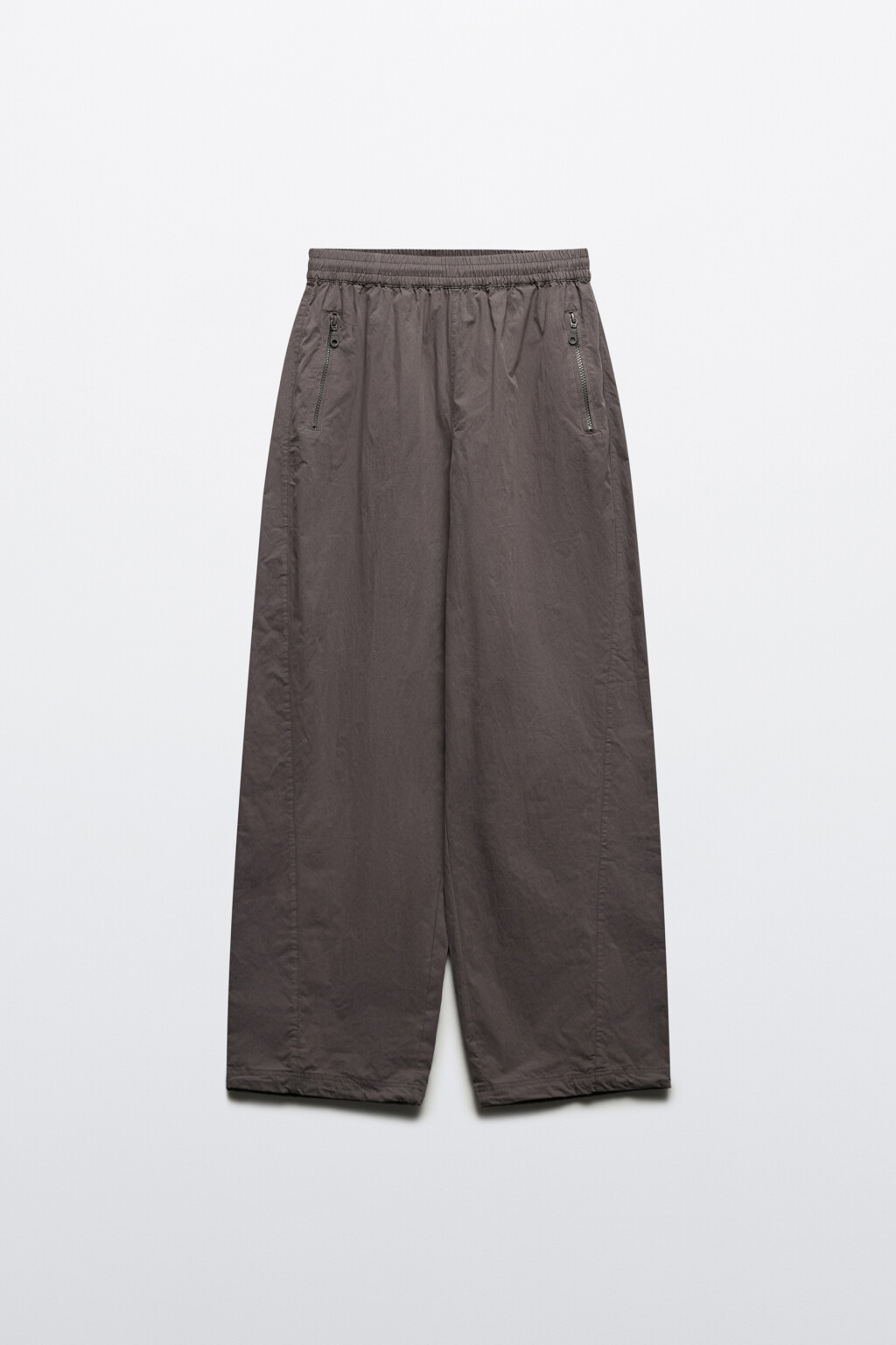 Брюки широкие текстильные с поясом-резинкой - цвет серый - 7