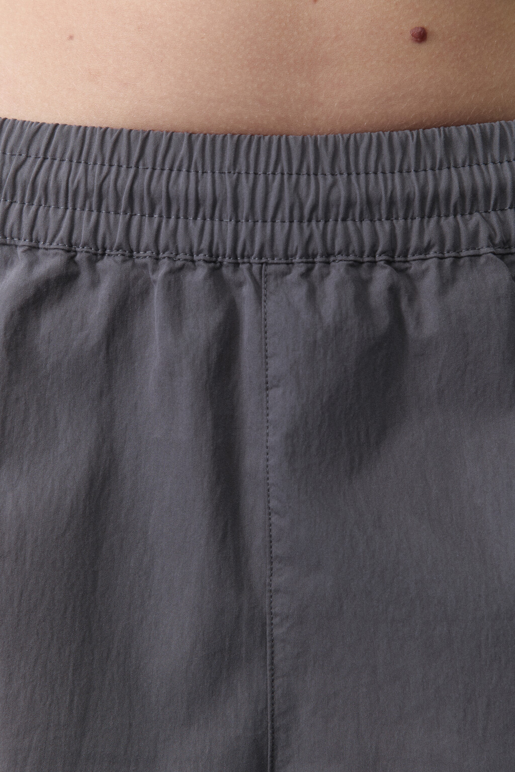 Брюки широкие текстильные с поясом-резинкой - цвет серый - 5