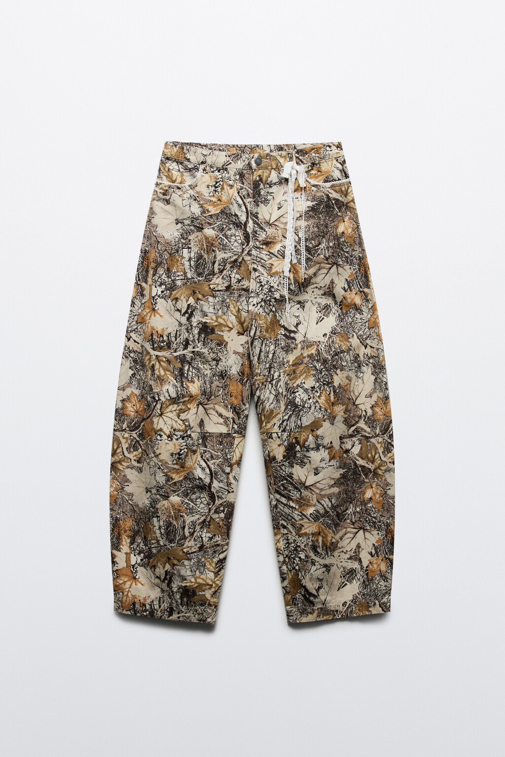 Брюки barrel широкие с принтом и кружевом - цвет зеленый - 7