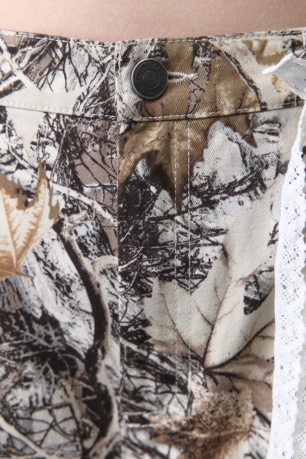 Брюки barrel широкие с принтом и кружевом - цвет зеленый - 5