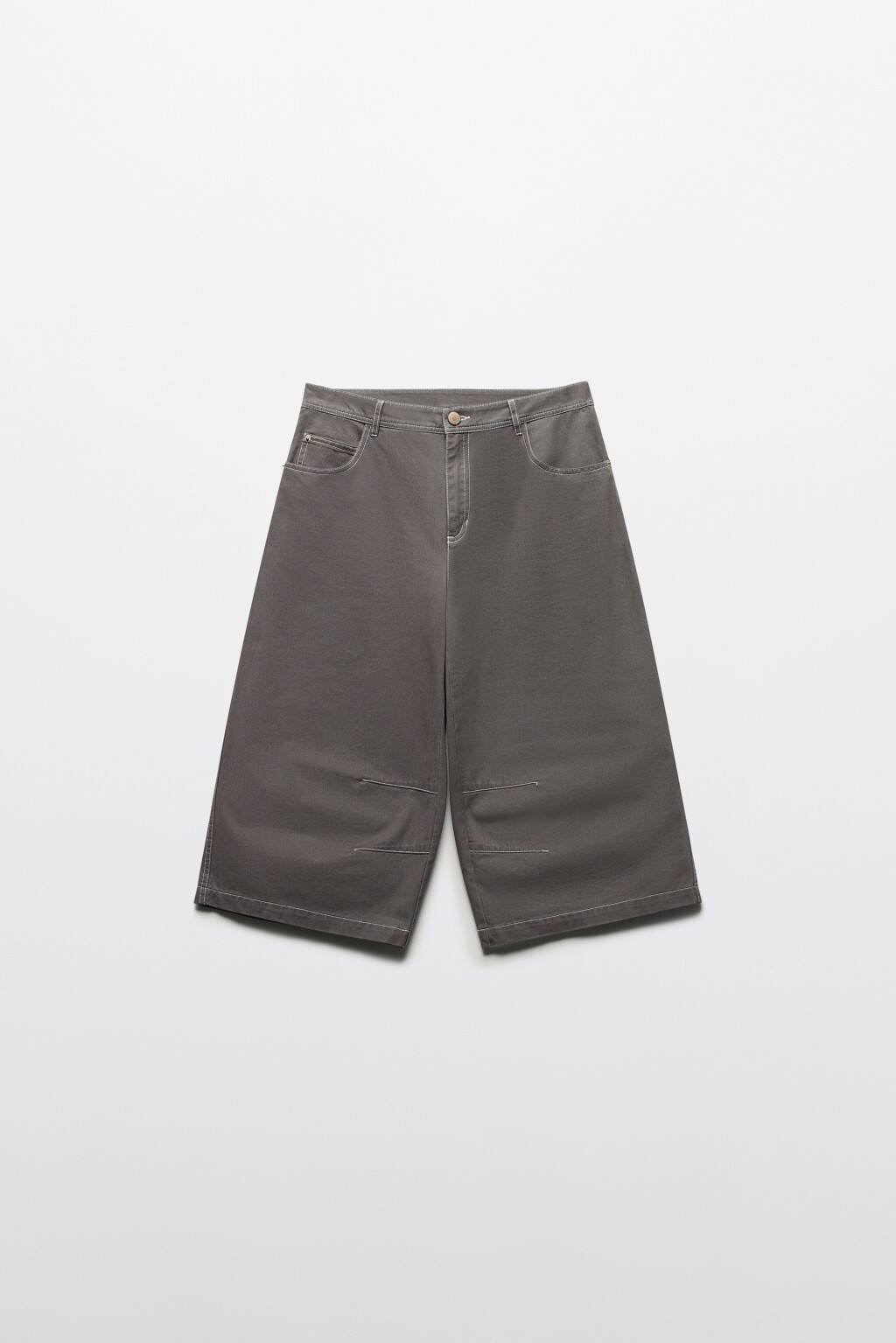 Брюки-кюлоты хлопковые с низкой посадкой - цвет серый - 8