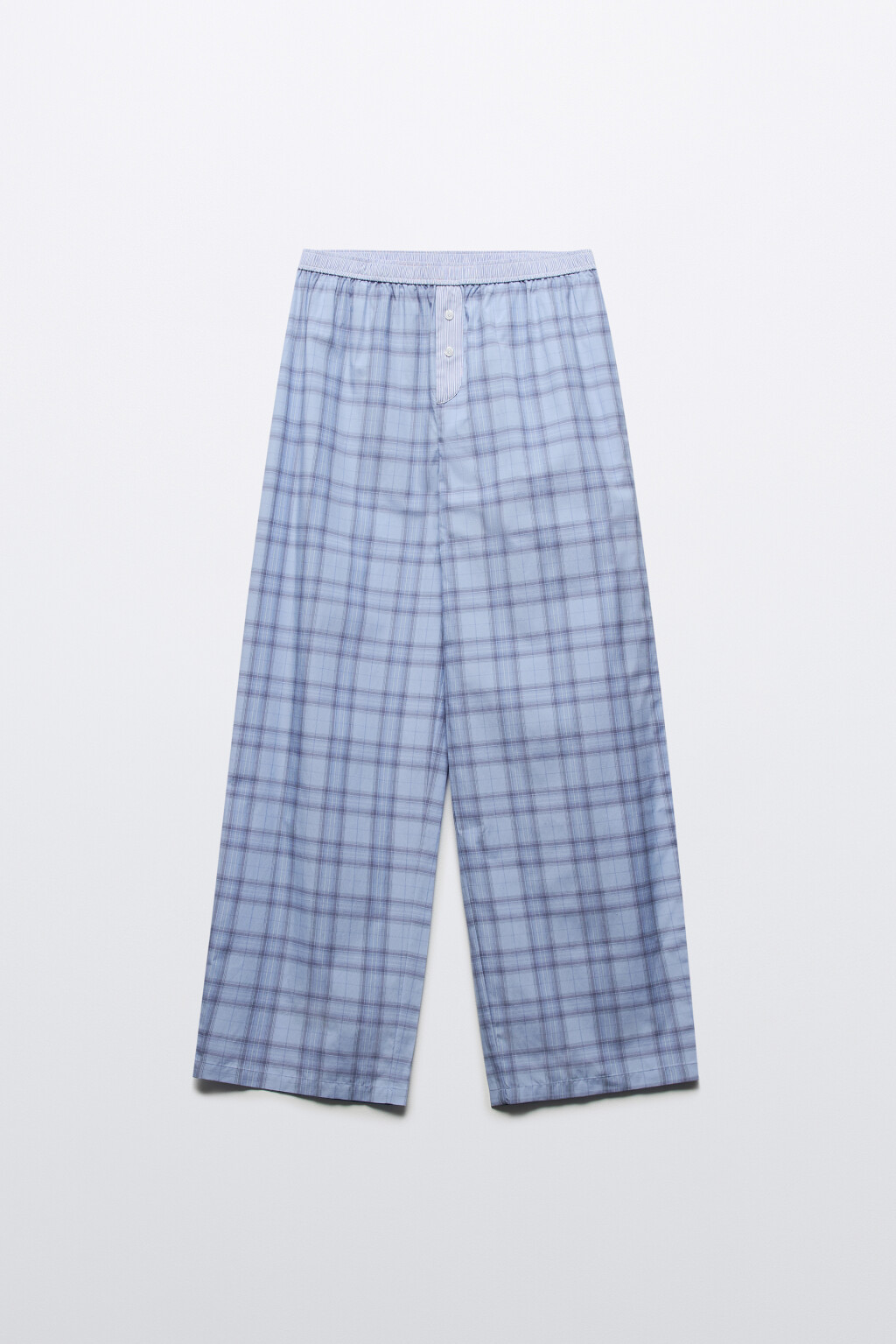 Брюки в клетку с бельевым поясом - цвет синий - 7