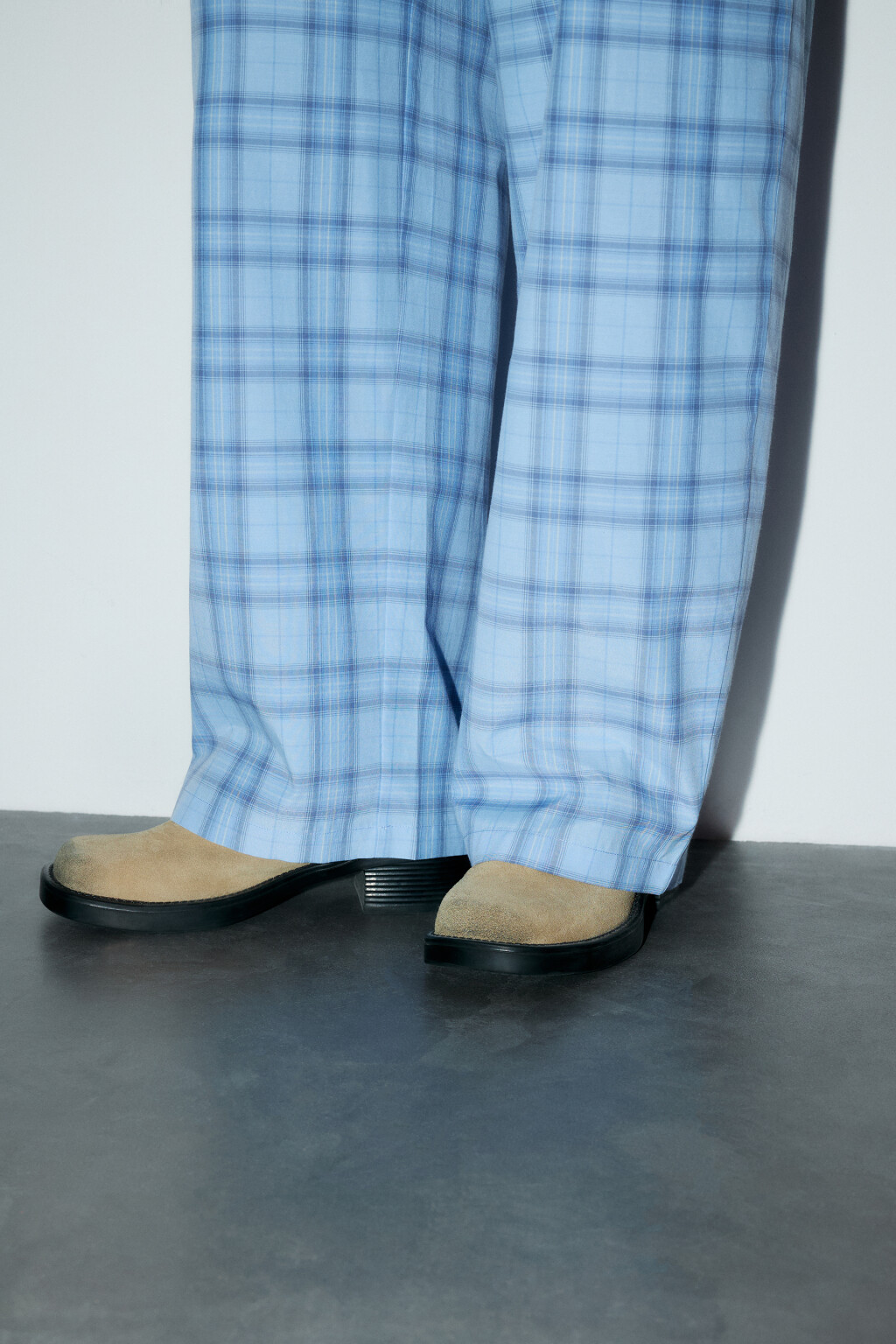 Брюки в клетку с бельевым поясом - цвет синий - 6