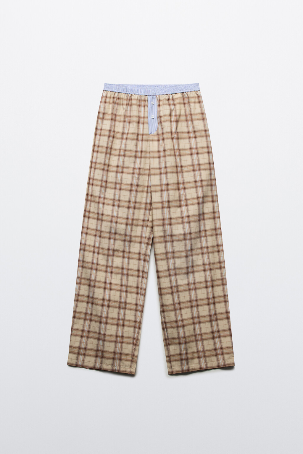 Брюки в клетку с бельевым поясом - цвет бежевый - 7