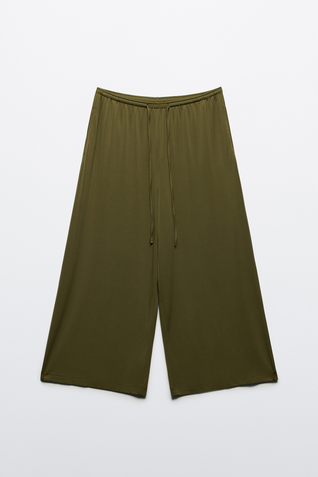 Брюки-кюлоты широкие с поясом-резинкой - цвет зеленый - 8
