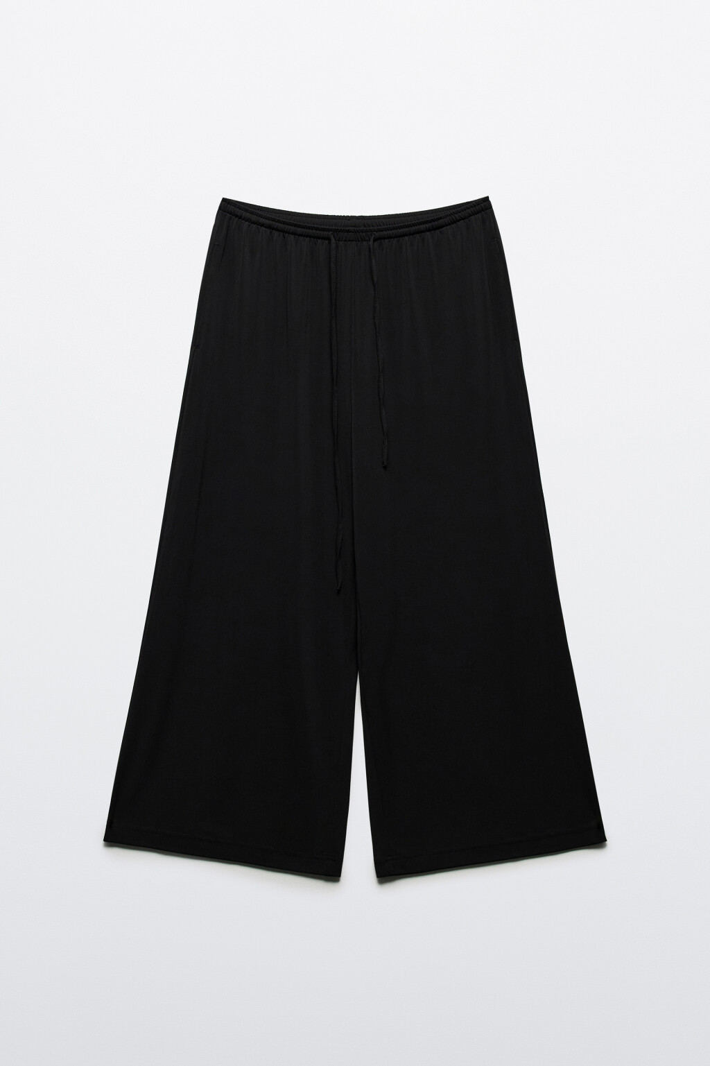 Брюки-кюлоты широкие с поясом-резинкой - цвет черный - 7