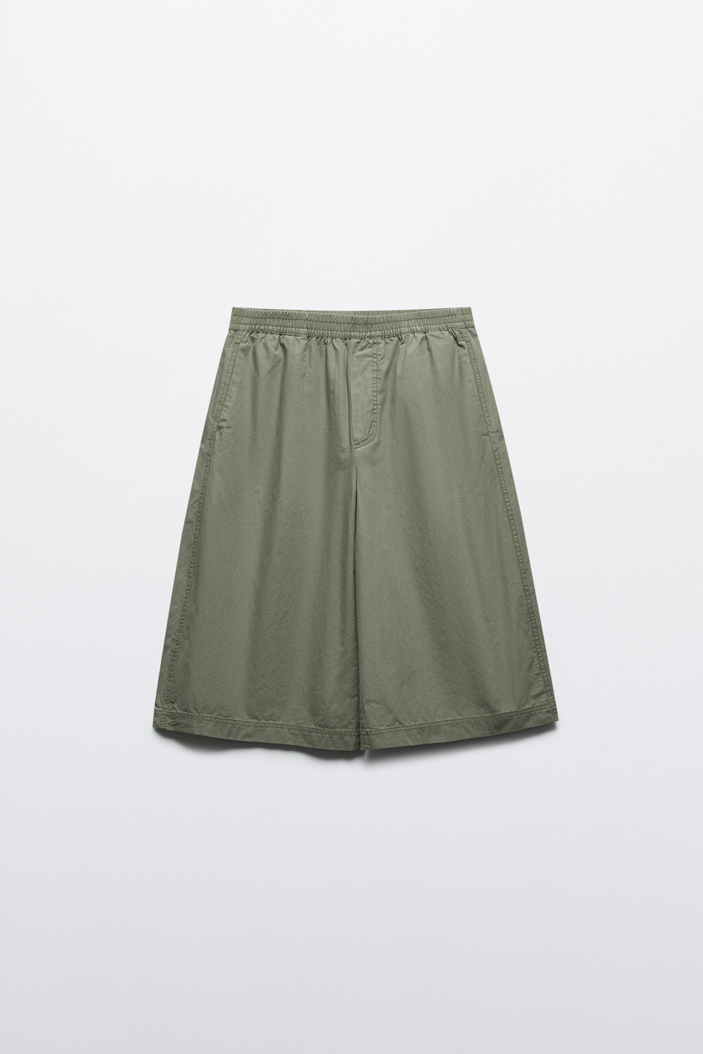 Шорты-бриджи хлопковые с поясом-резинкой - цвет зеленый - 7
