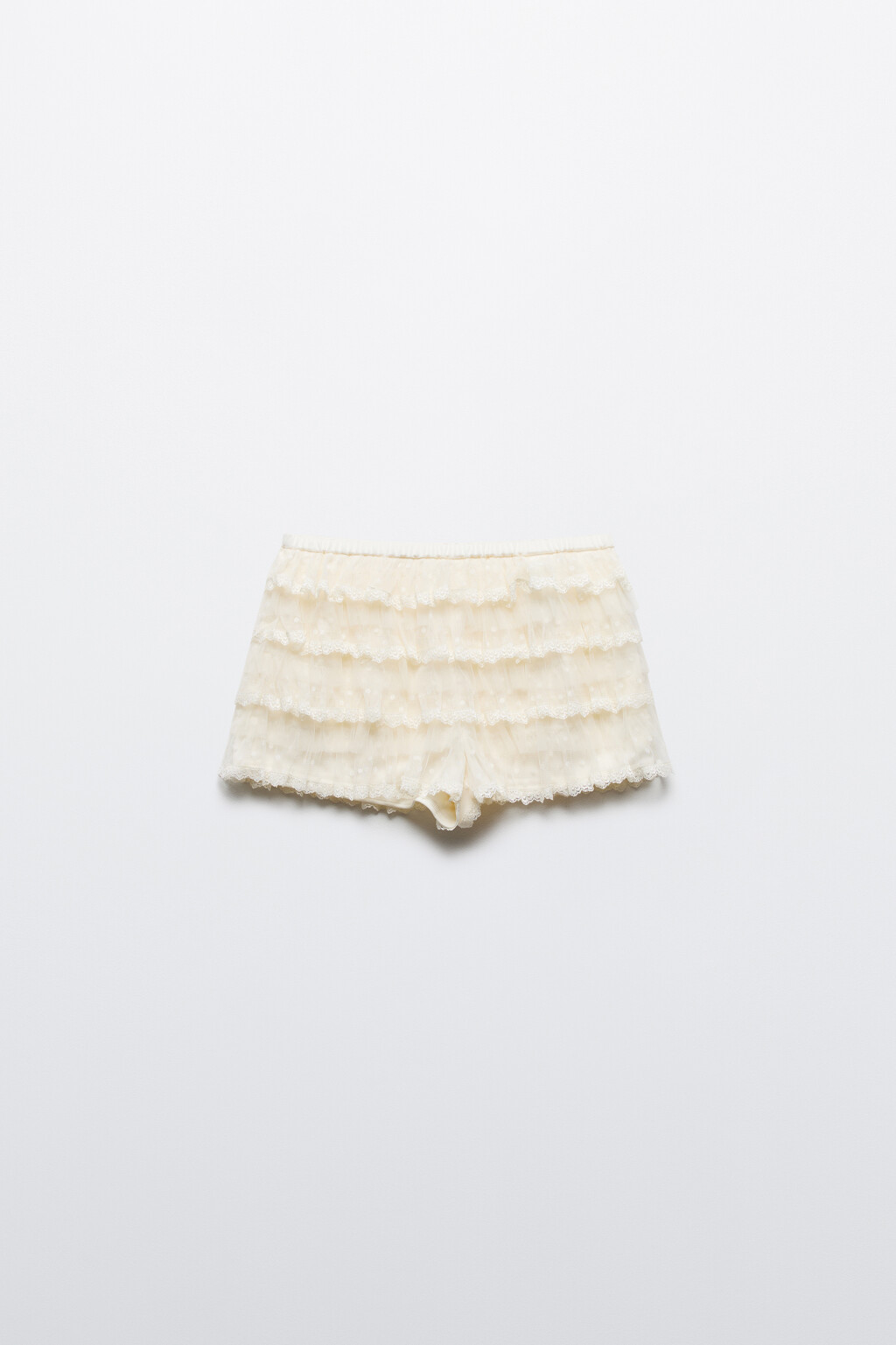 Шорты из сетки с пышными воланами - цвет молочный - 8