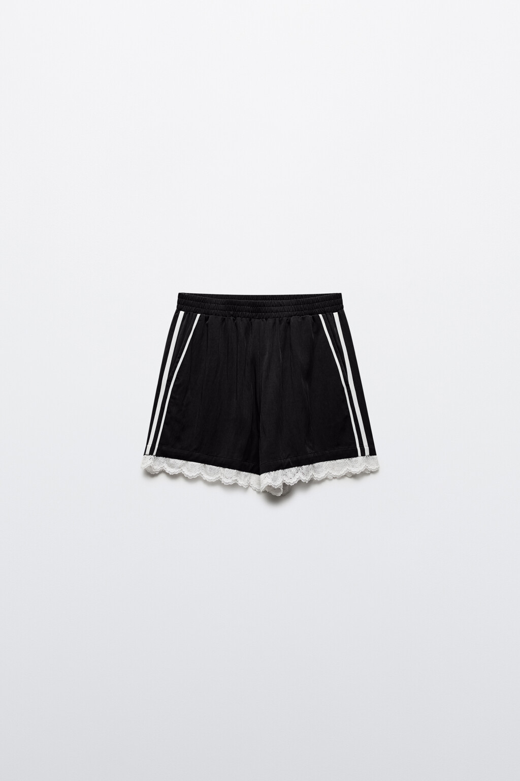Шорты мини с лампасами и кружевом - цвет черный - 8