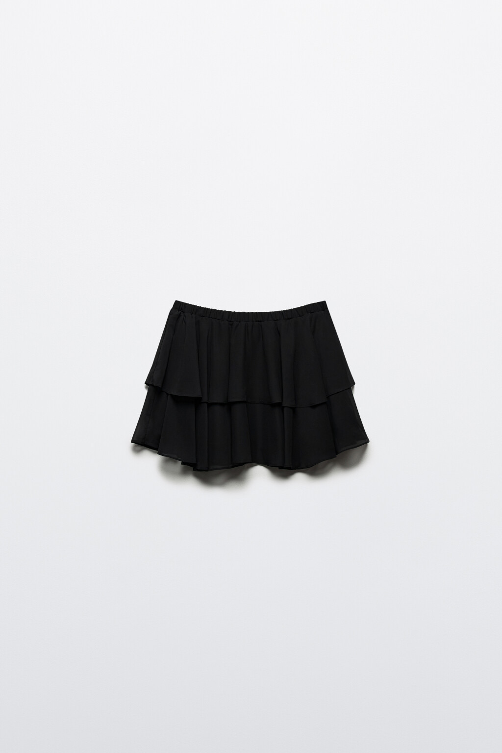 Юбка мини шифоновая с воланом - цвет черный - 8
