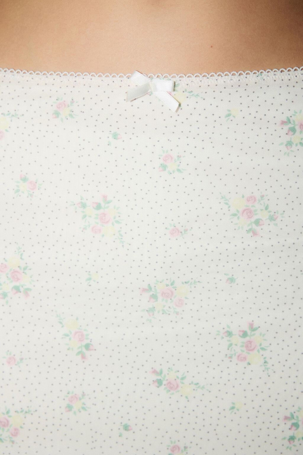 Юбка мини из сетки с принтом и кружевом - цвет бежевый - 7