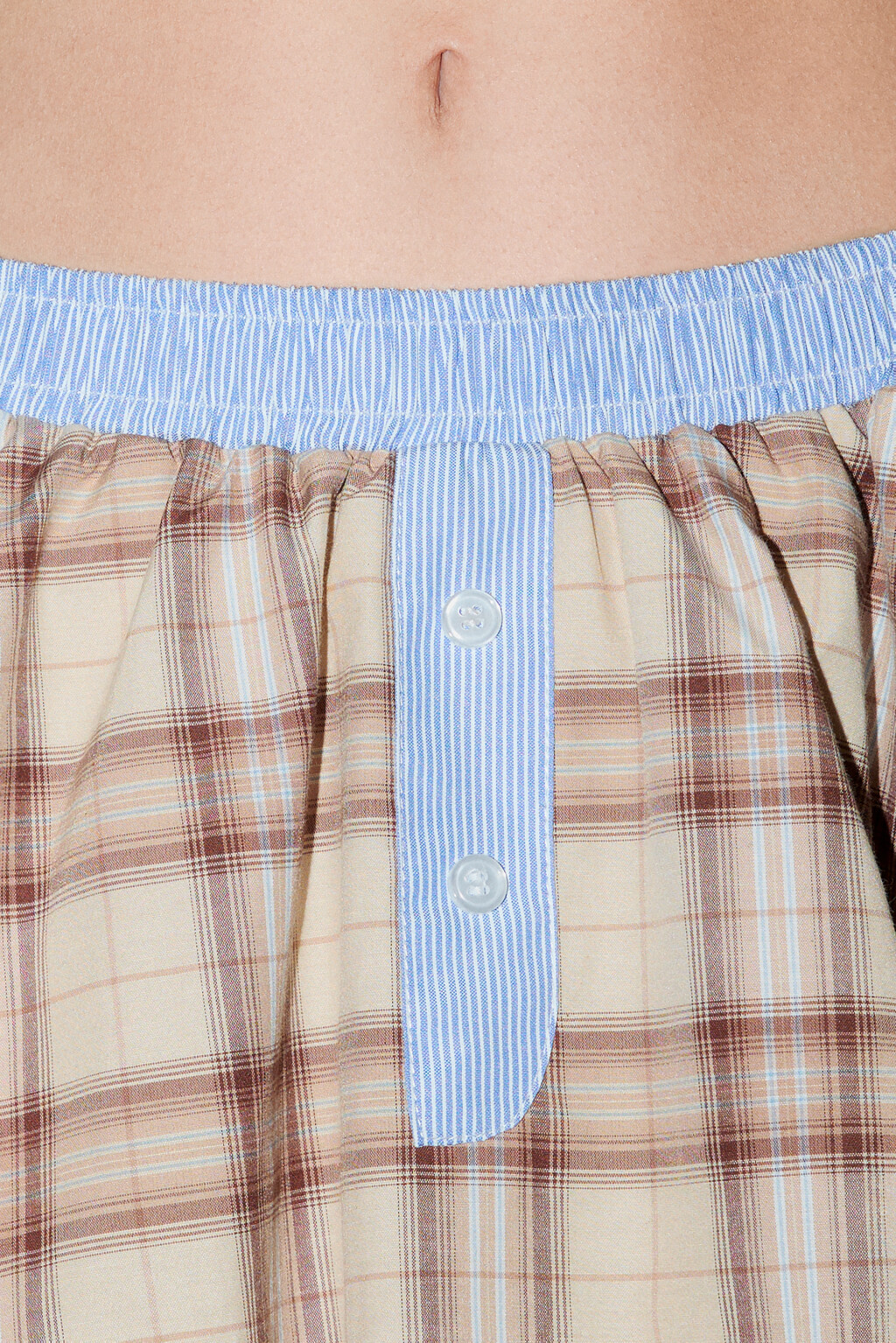 Юбка-баллон мини в клетку с шортами - цвет бежевый - 6