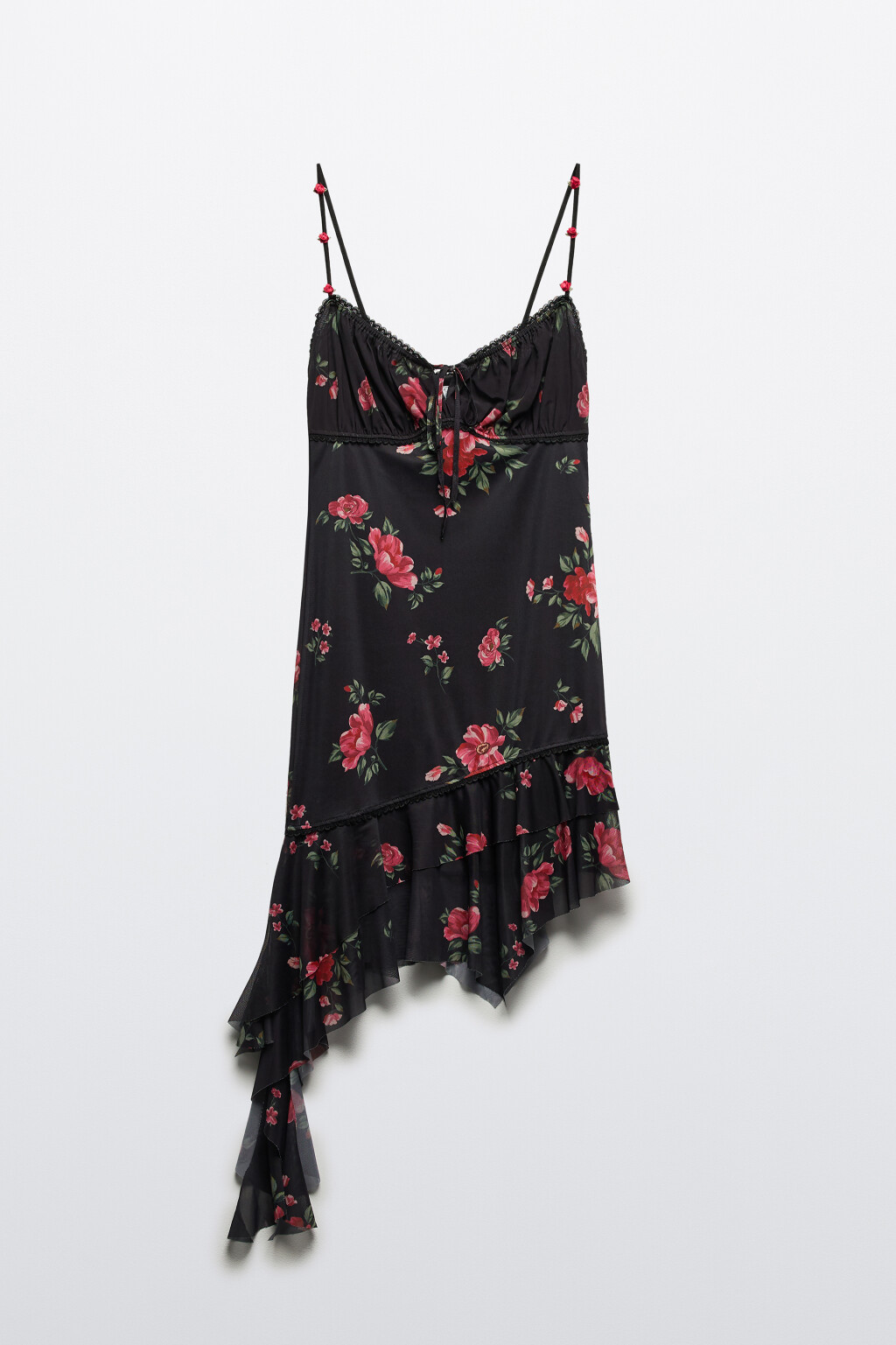 Платье-сарафан с асимметричными воланами - цвет черный - 8