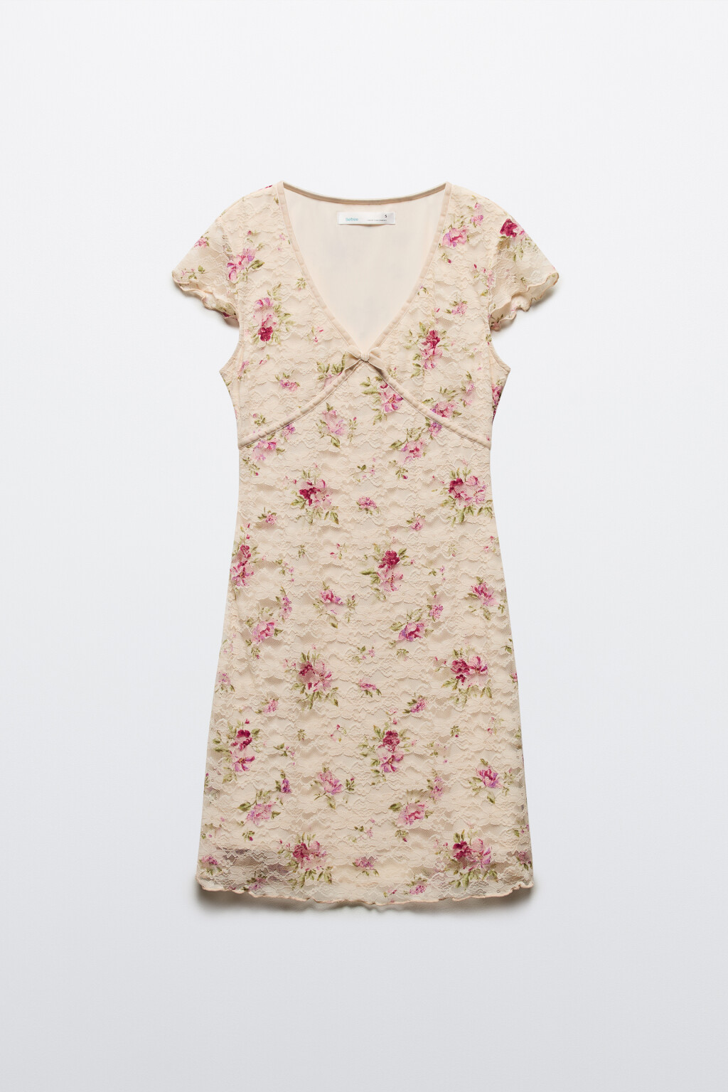 Платье мини с рукавами-крылышками - цвет бежевый - 8