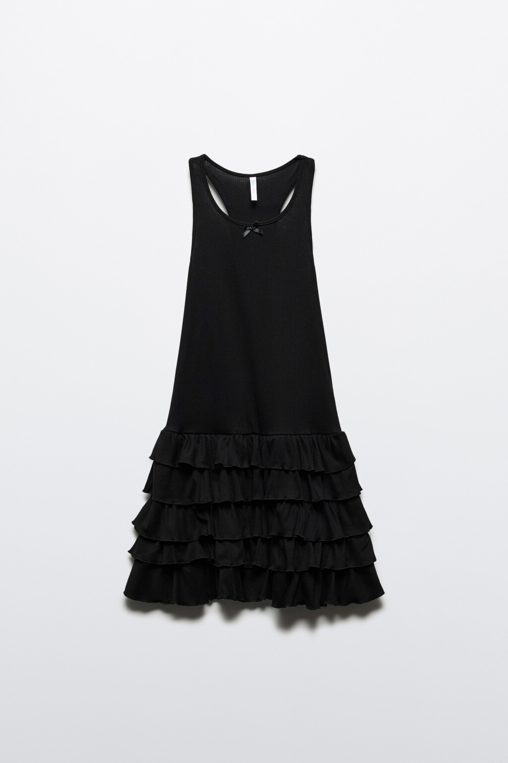 Платье мини трикотажное с пышной юбкой - цвет черный - 8