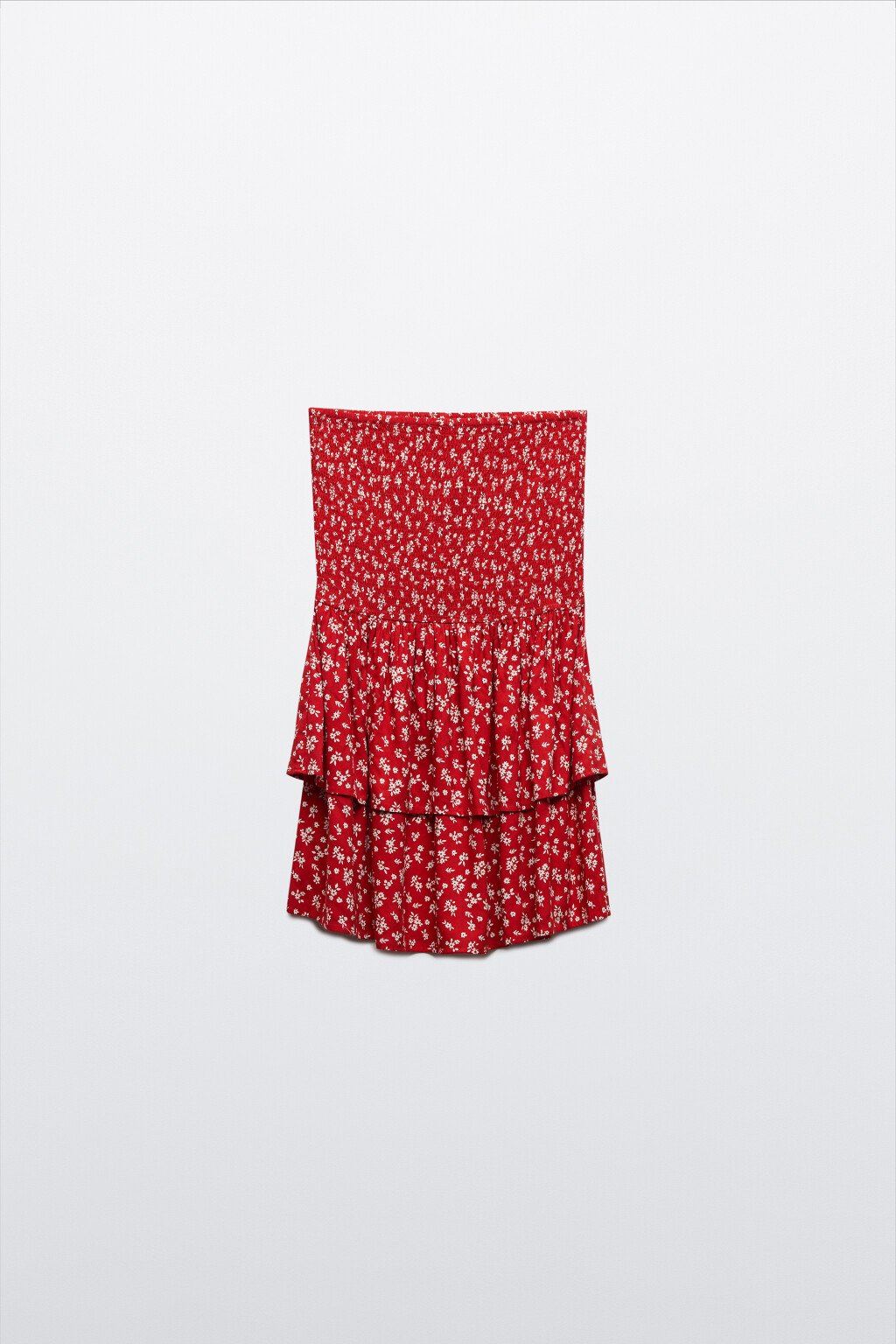 Платье-бандо мини вискозное с воланом - цвет красный - 7