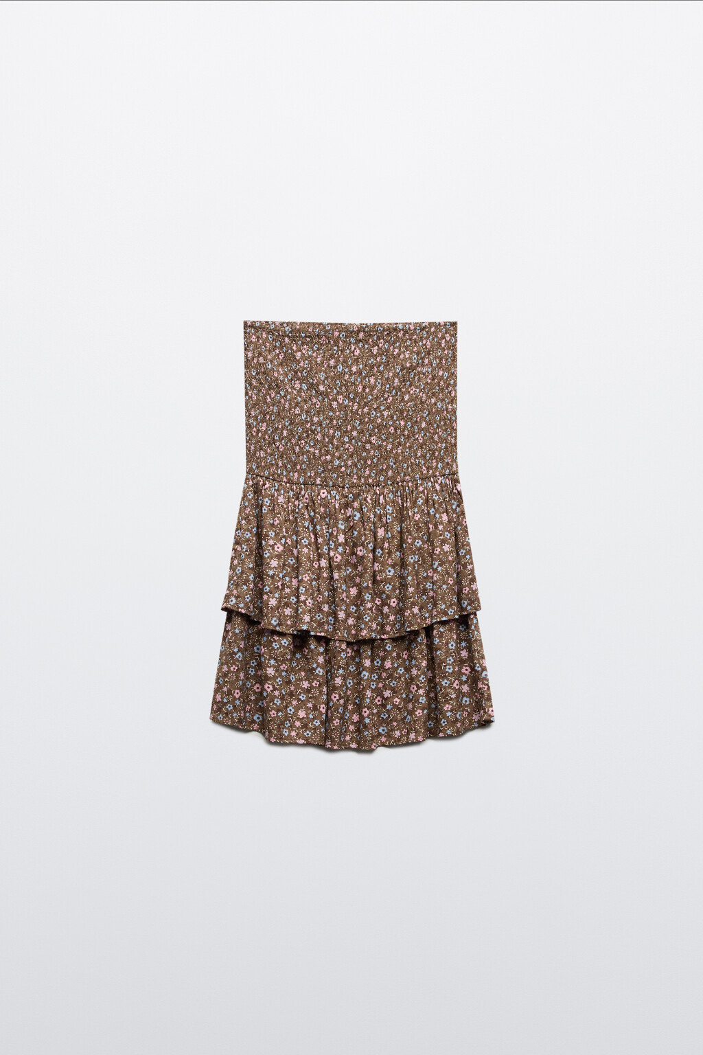 Платье-бандо мини вискозное с воланом - цвет мультиколор - 7