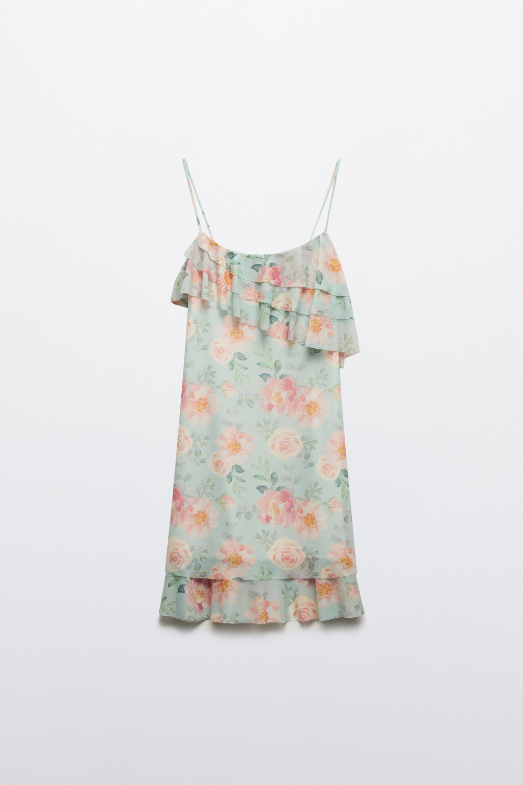 Платье мини с принтом и воланами - цвет мультиколор - 7