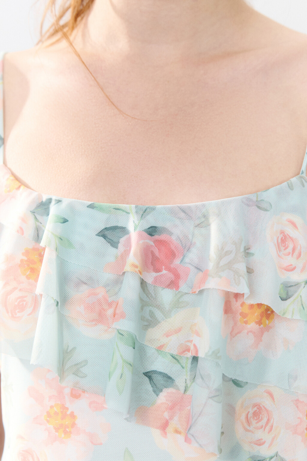 Платье мини с принтом и воланами - цвет мультиколор - 5