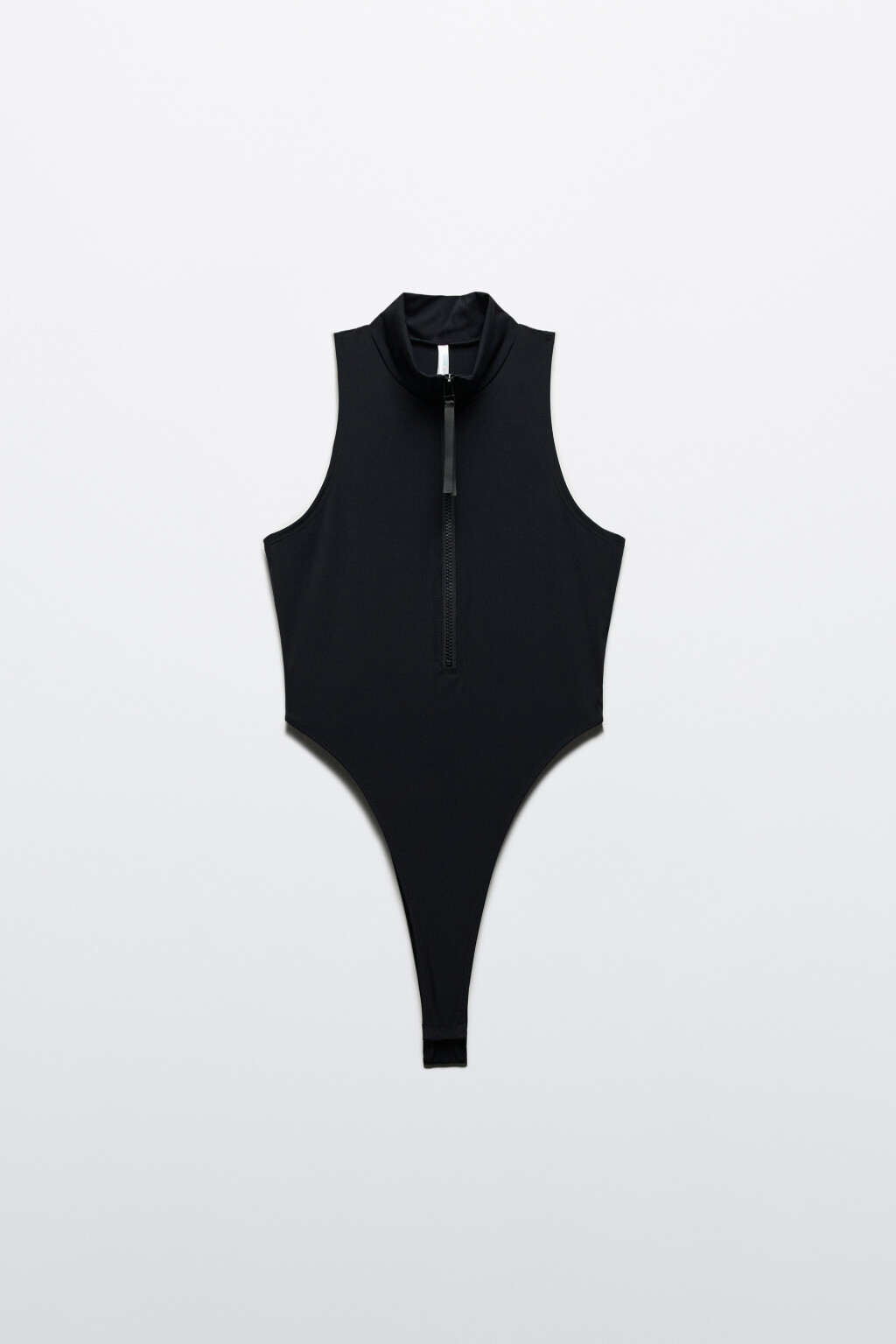 Боди облегающее с воротником на молнии - цвет черный - 7