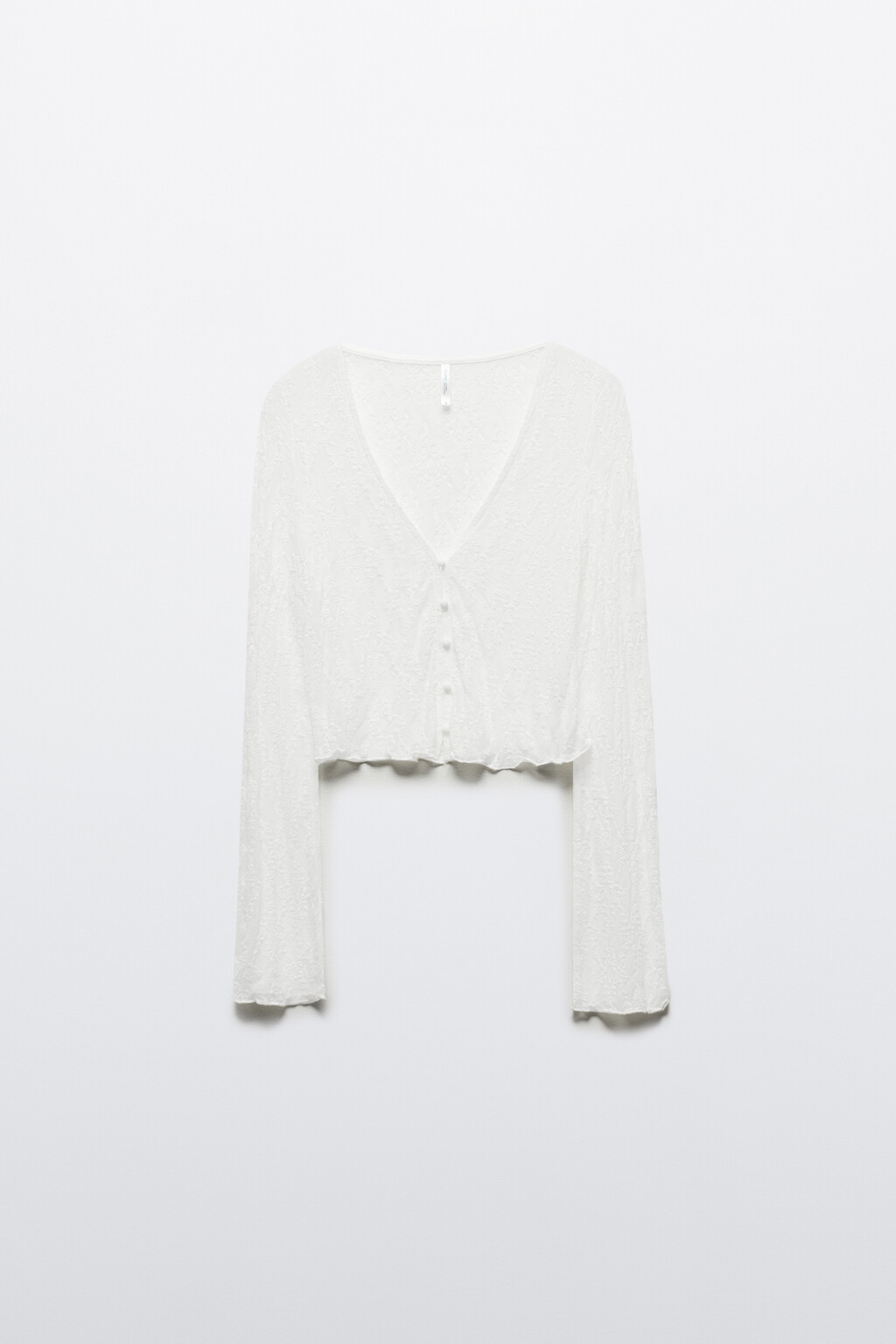 Лонгслив кружевной на пуговицах - цвет белый - 8