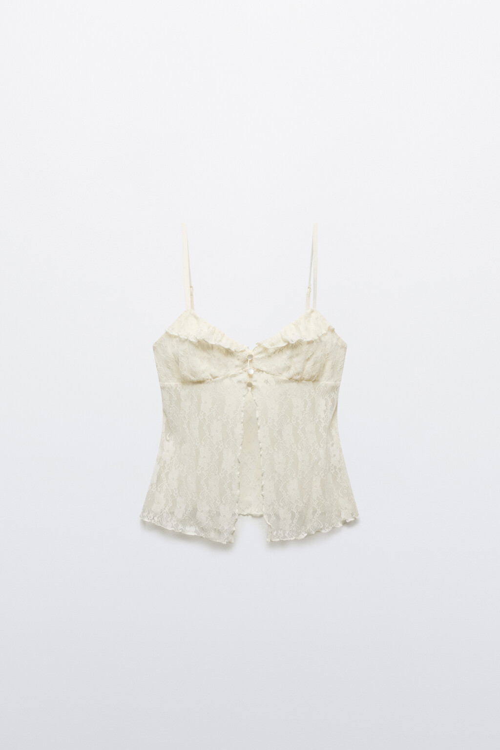 Топ кружевной на бретельках с оборками - цвет молочный - 7