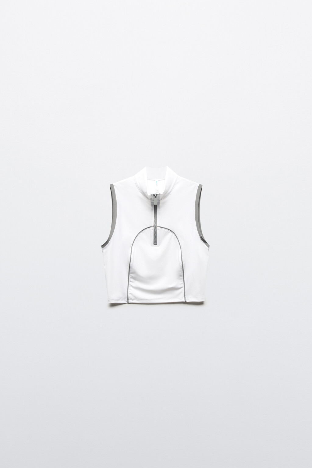 Топ облегающий с воротником на молнии - цвет белый - 7