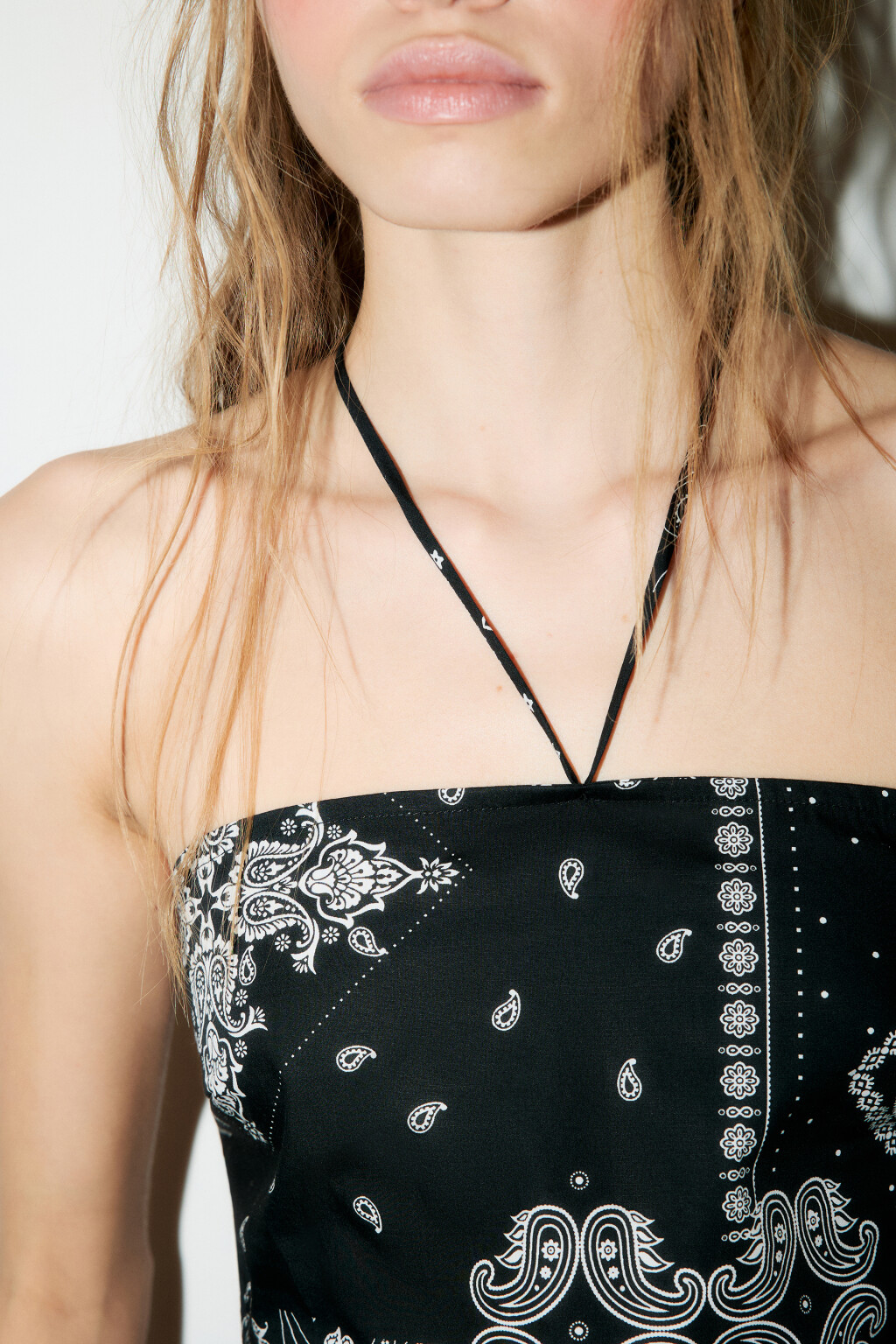 Топ-бандана хлопковый с завязками - цвет черный - 5